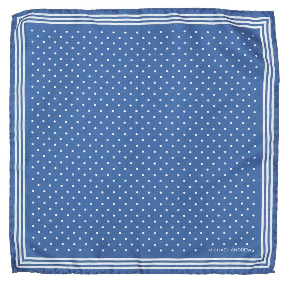 Royal Blue Pocket Square with Classic White Polka Dots and Striped ...