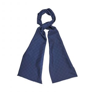 Navy Silk Scarf with White Dots