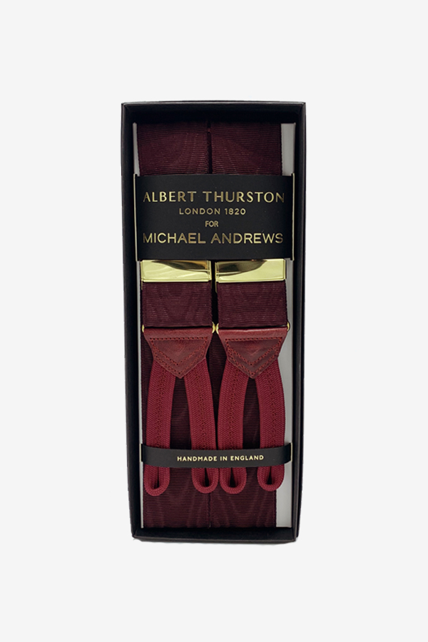 Albert Thurston Moire Braces Ivory with Ivory Braid ends silver fittings