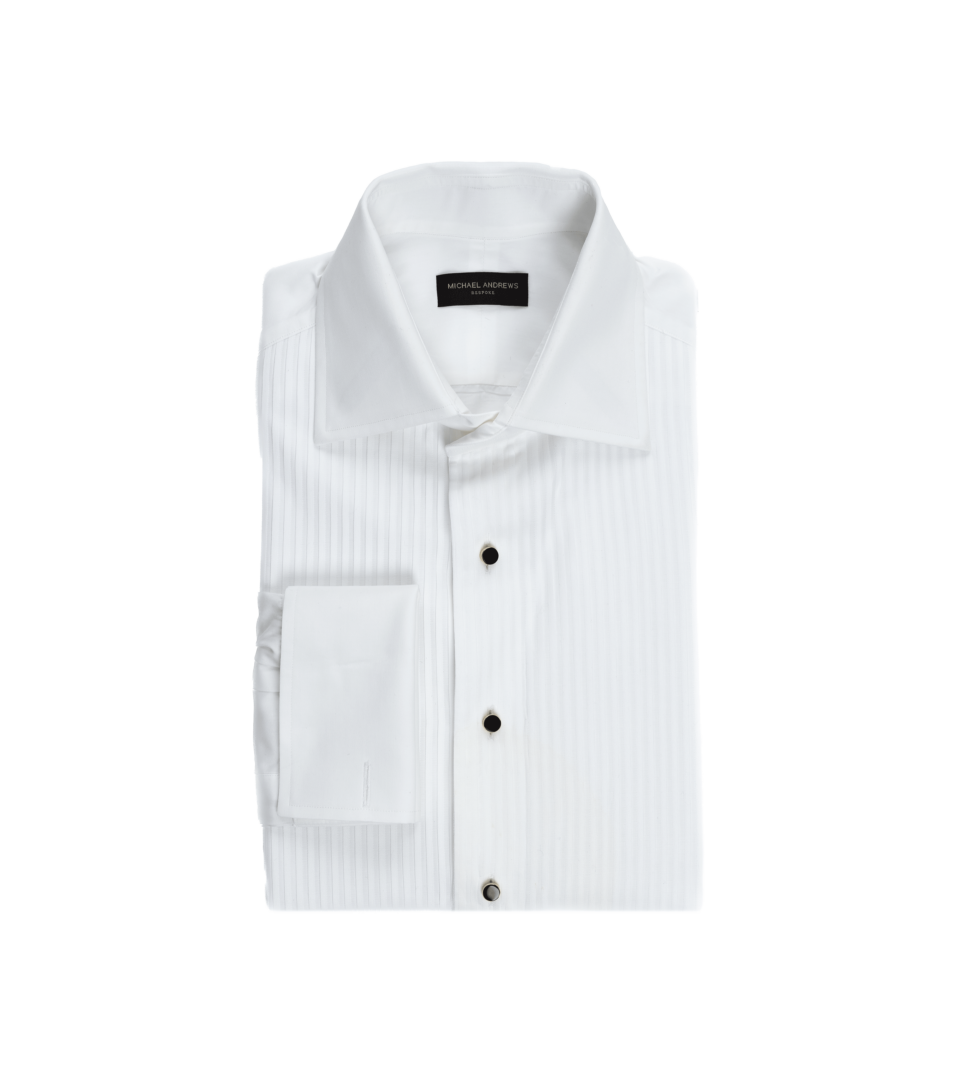 White Plisse Front Tuxedo Shirt - He Spoke Style Shop