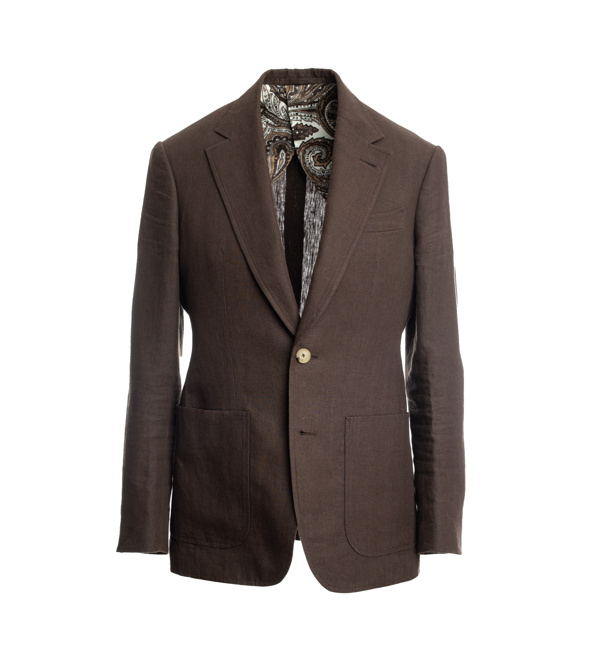 Brown Linen Tailored Suit Jacket