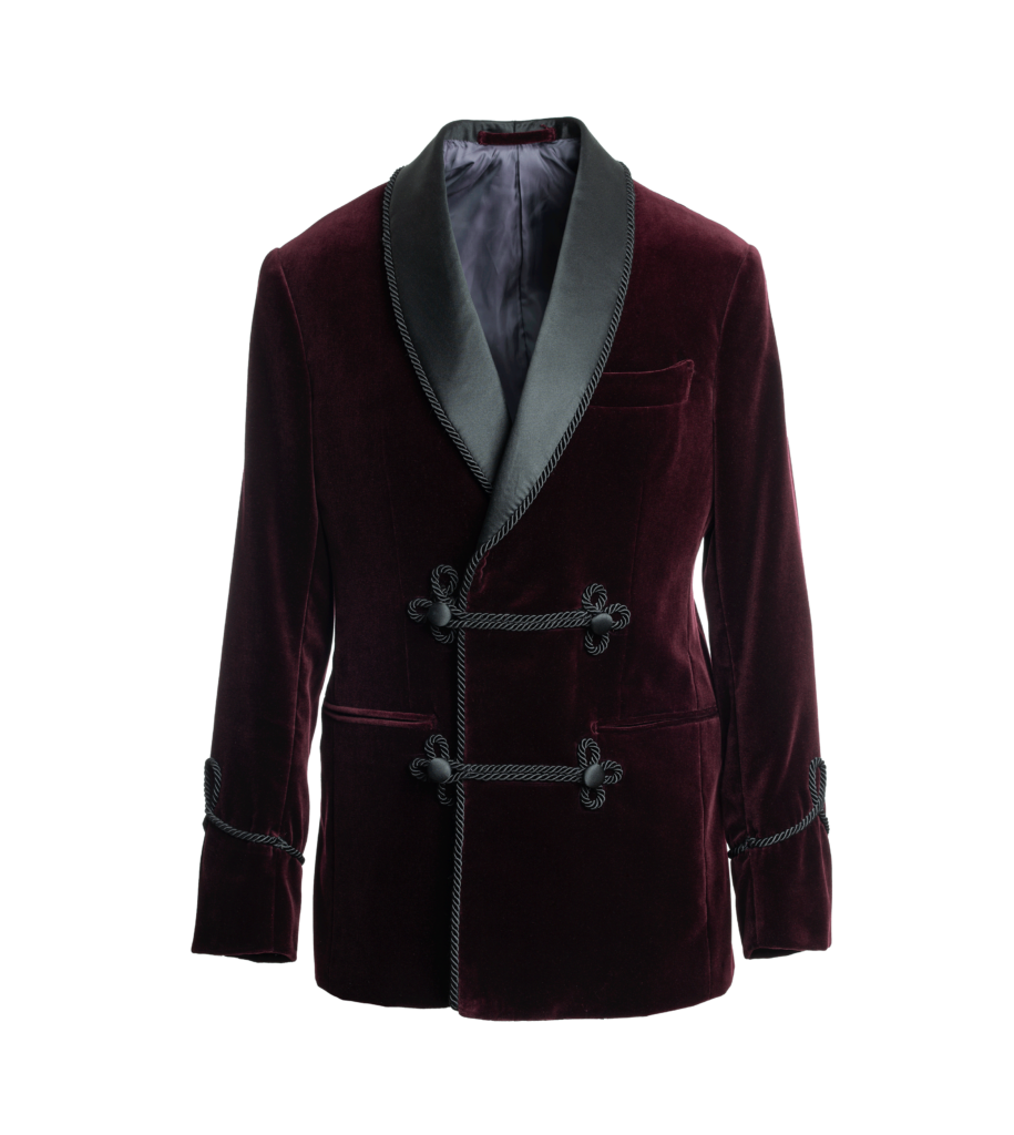 Burgundy Smoking Jacket Stylish Jacket Velvet Quilted Elegant