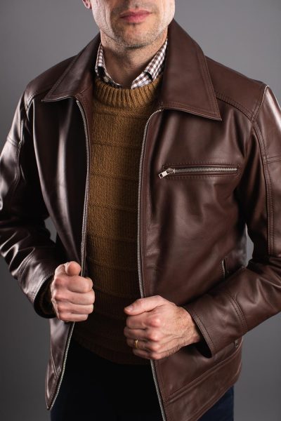A Simple Brown Leather Jacket Outfit Idea | He Spoke Style