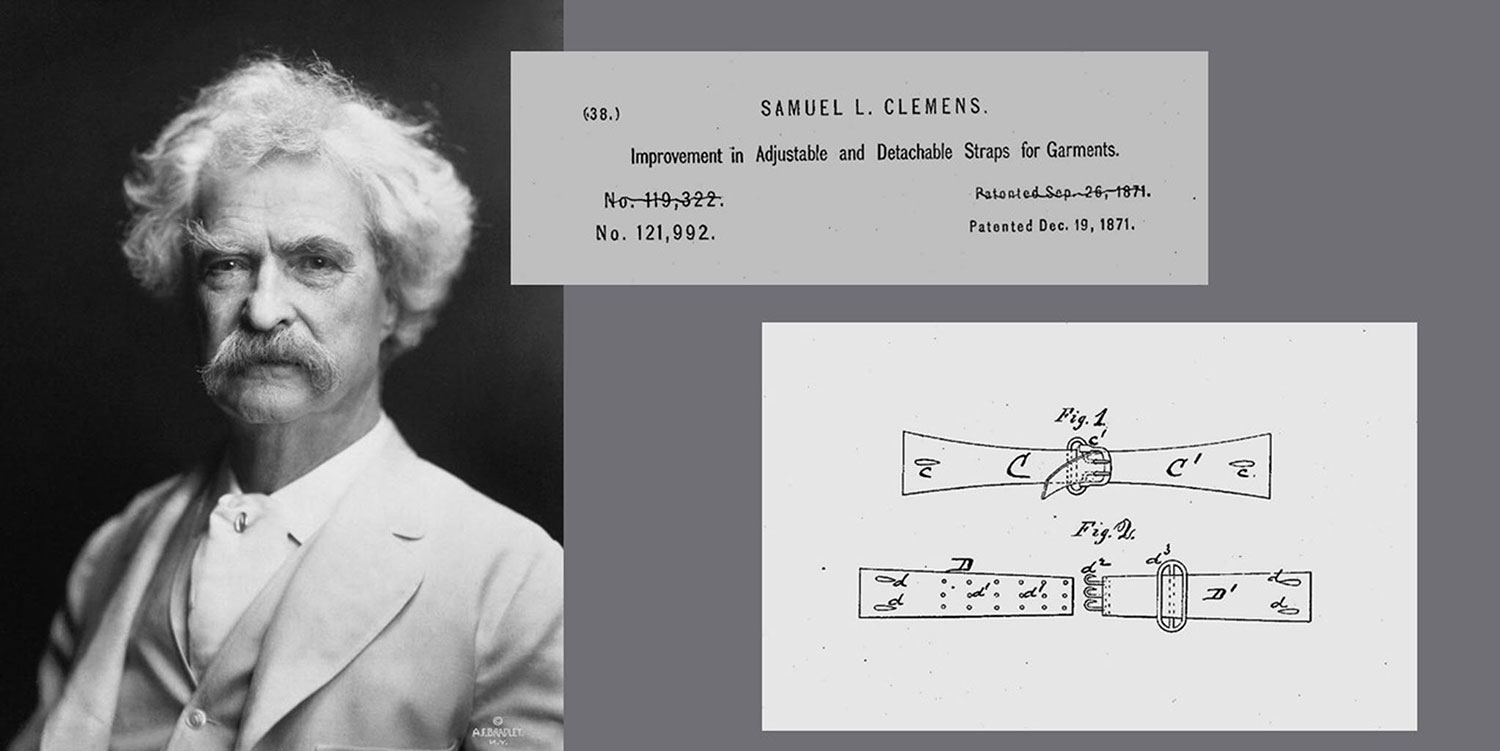 Samuel Clemens (a.k.a. Mark Twain) patent for improvement to suspenders