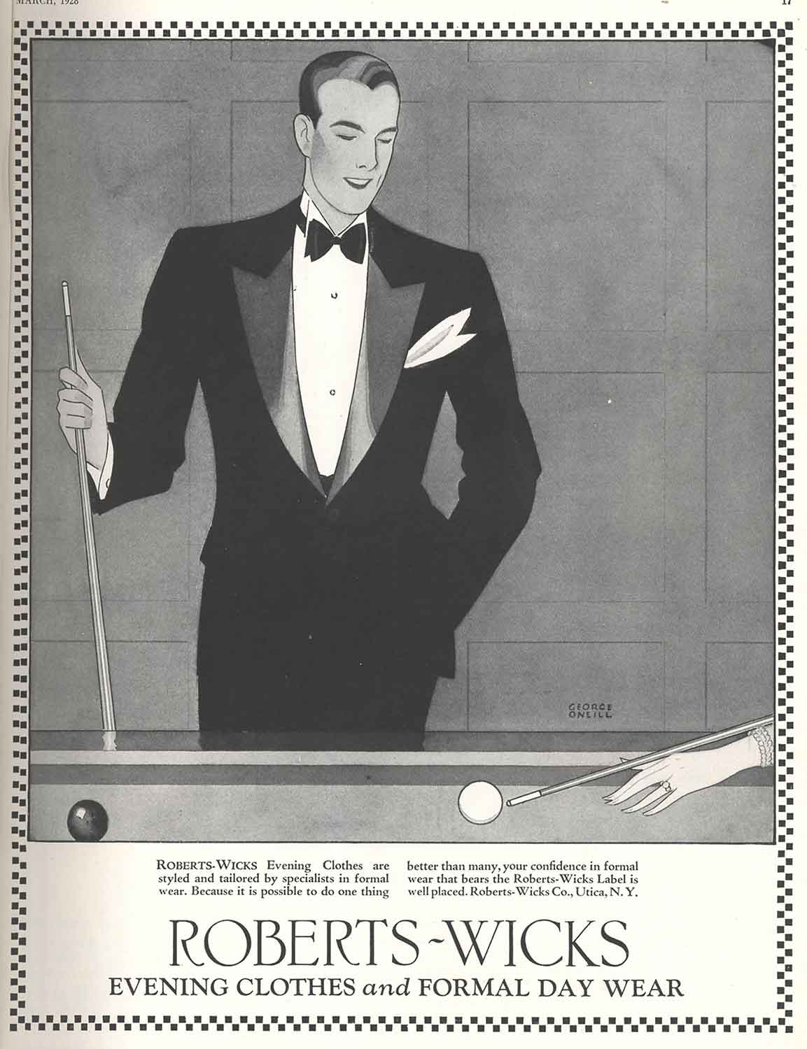 A Roaring 20s ad for Roberts-Wicks formalwear