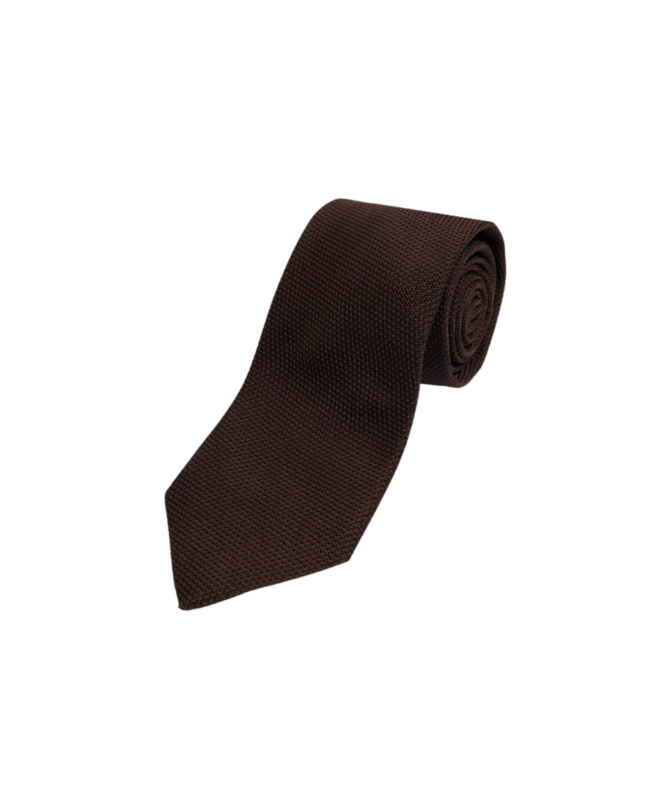 Chocolate Brown Grenadine Neck Tie - Garza Fina