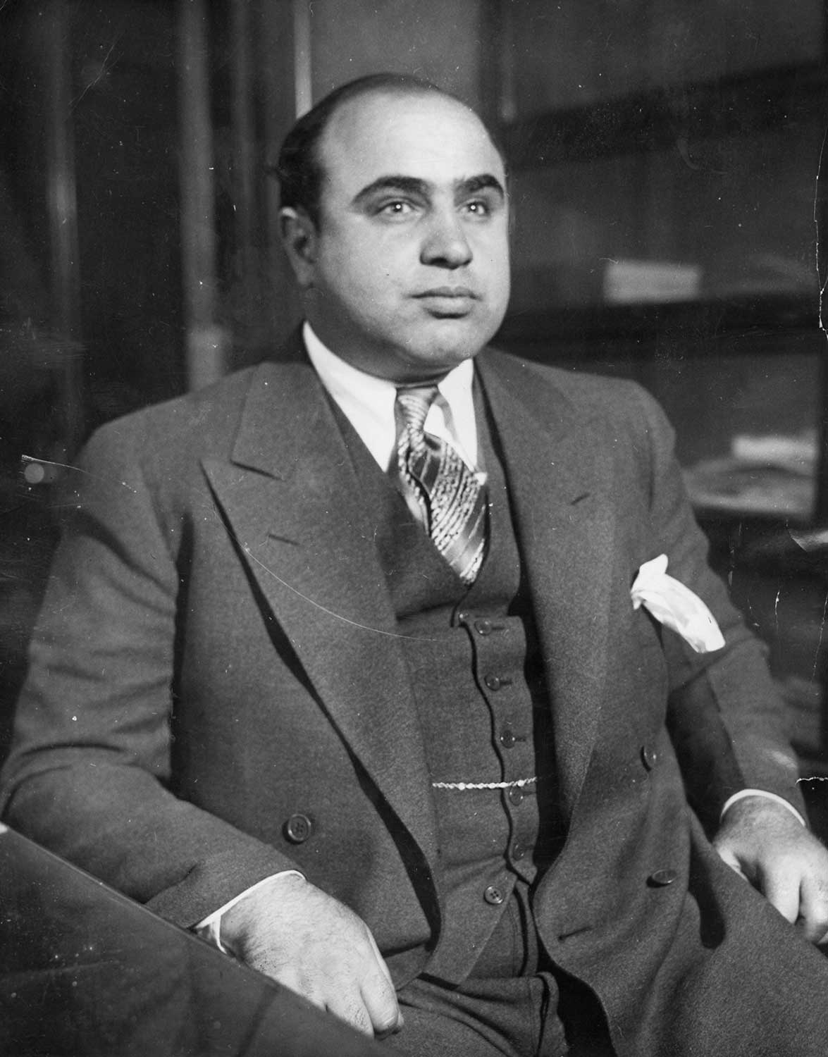 Al Capone wears a three piece suit in the Roaring 20s