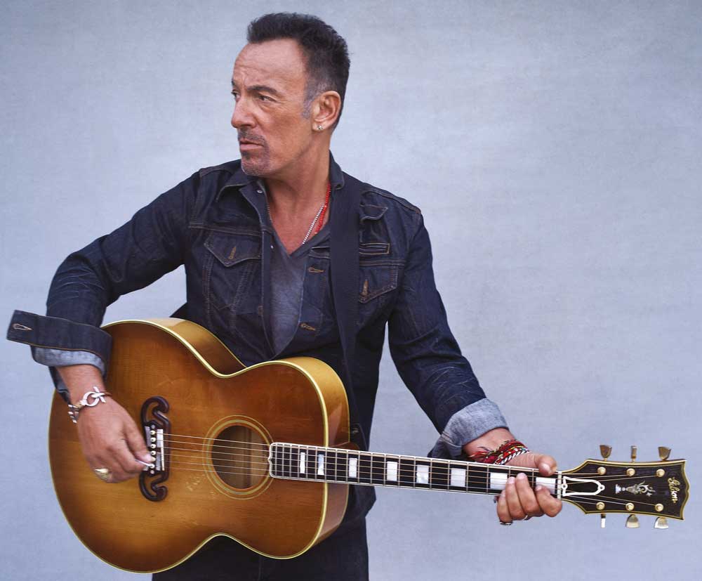 Rock and Roll legend Bruce Springsteen in an all denim look
