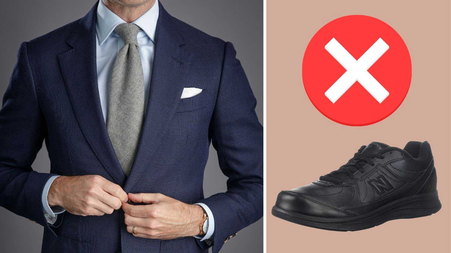 Wearing comfort shoes with dressy clothing makes men look older