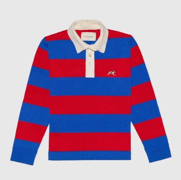 F.E. Castleberry's Striped wool crepe rugby shirt