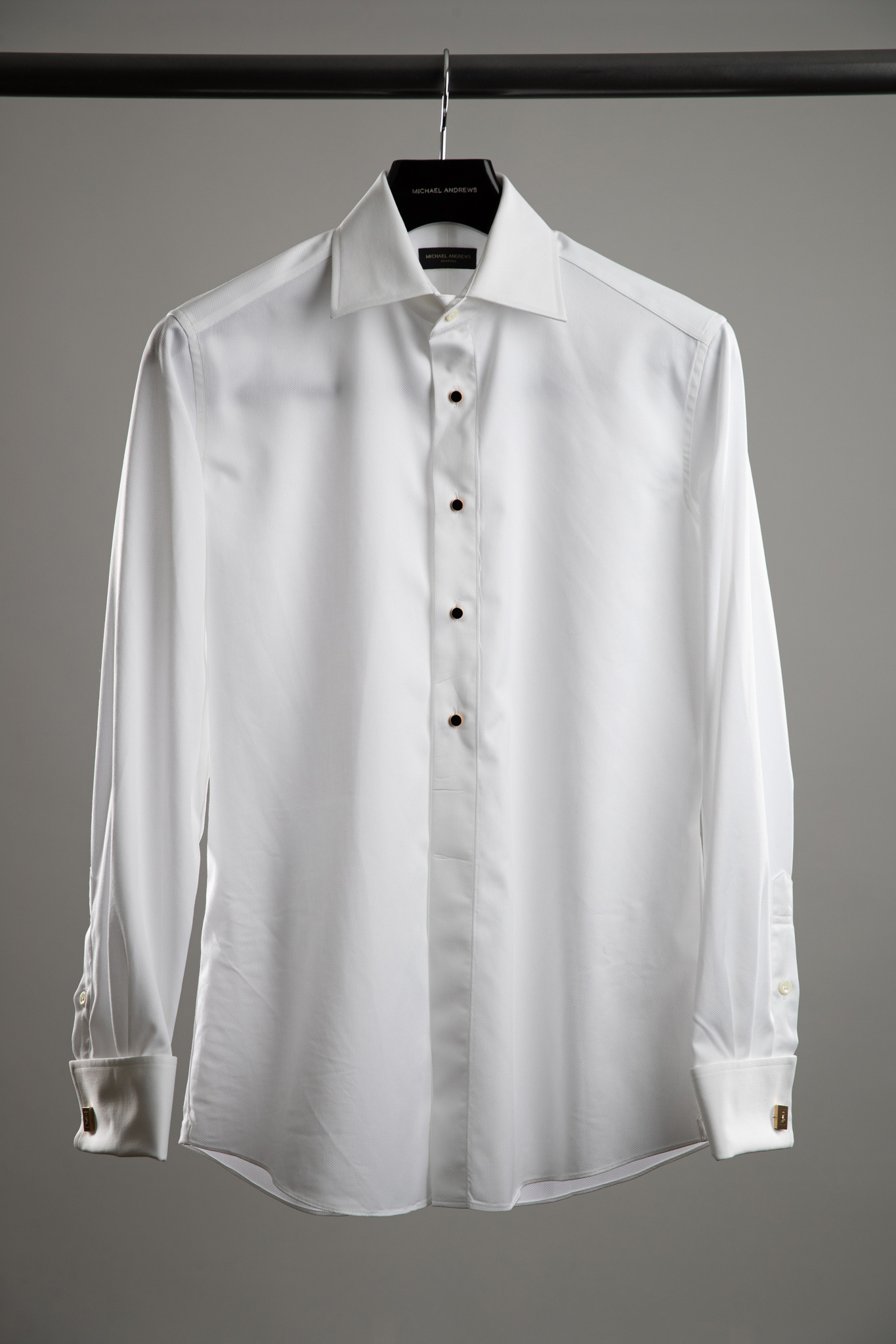 White Self Textured Tuxedo Shirt - He Spoke Style