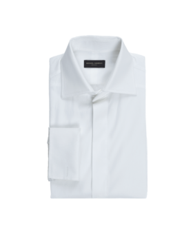 White Poplin Fly Front Tuxedo Shirt - He Spoke Style Shop