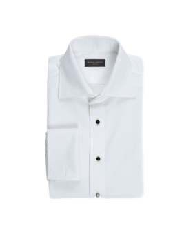 White Self-Textured Tuxedo Shirt - He Spoke Style Shop