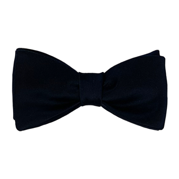 Black Silk Satin Pre-Tied Bowtie (2 1/2