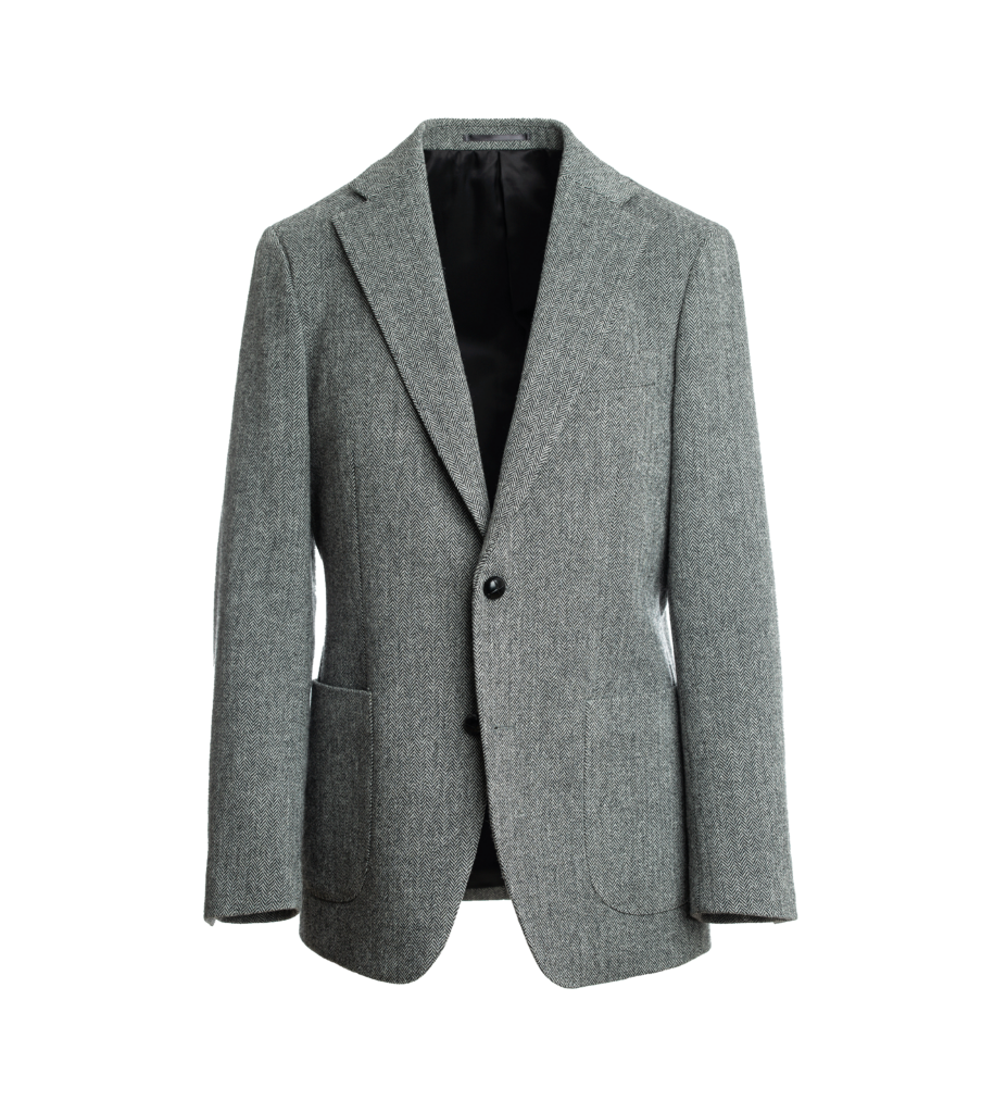 Catherine Belted Swing Coat, Grey Herringbone Harris Tweed