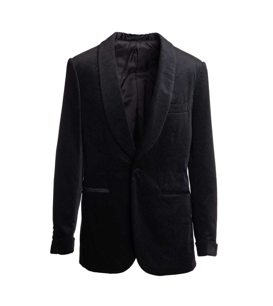 Black Textured Velvet Shawl Collar Dinner Jacket | He Spoke Style