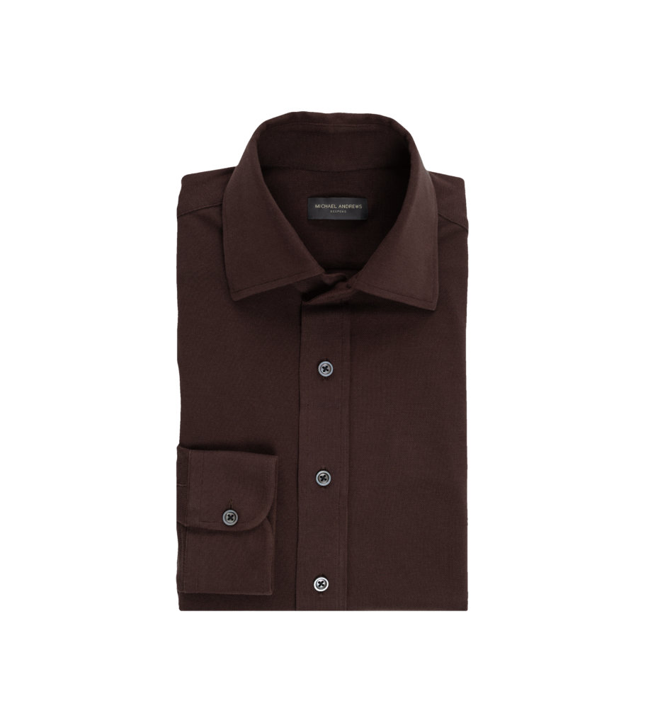Chocolate Brown Pique Knit Dress Shirt | He Spoke Style