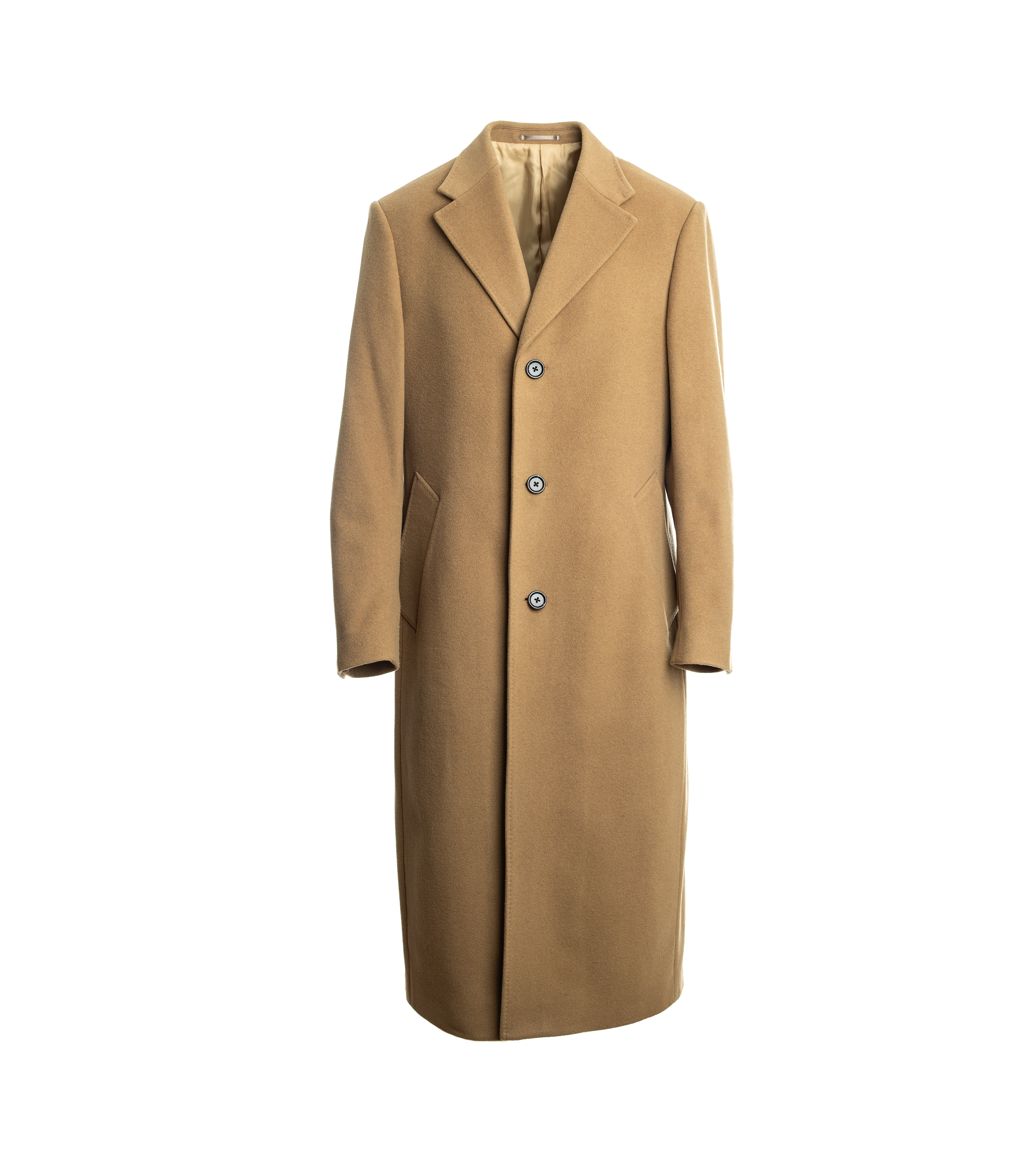 Camel Color Wool/Cashmere Blend Overcoat