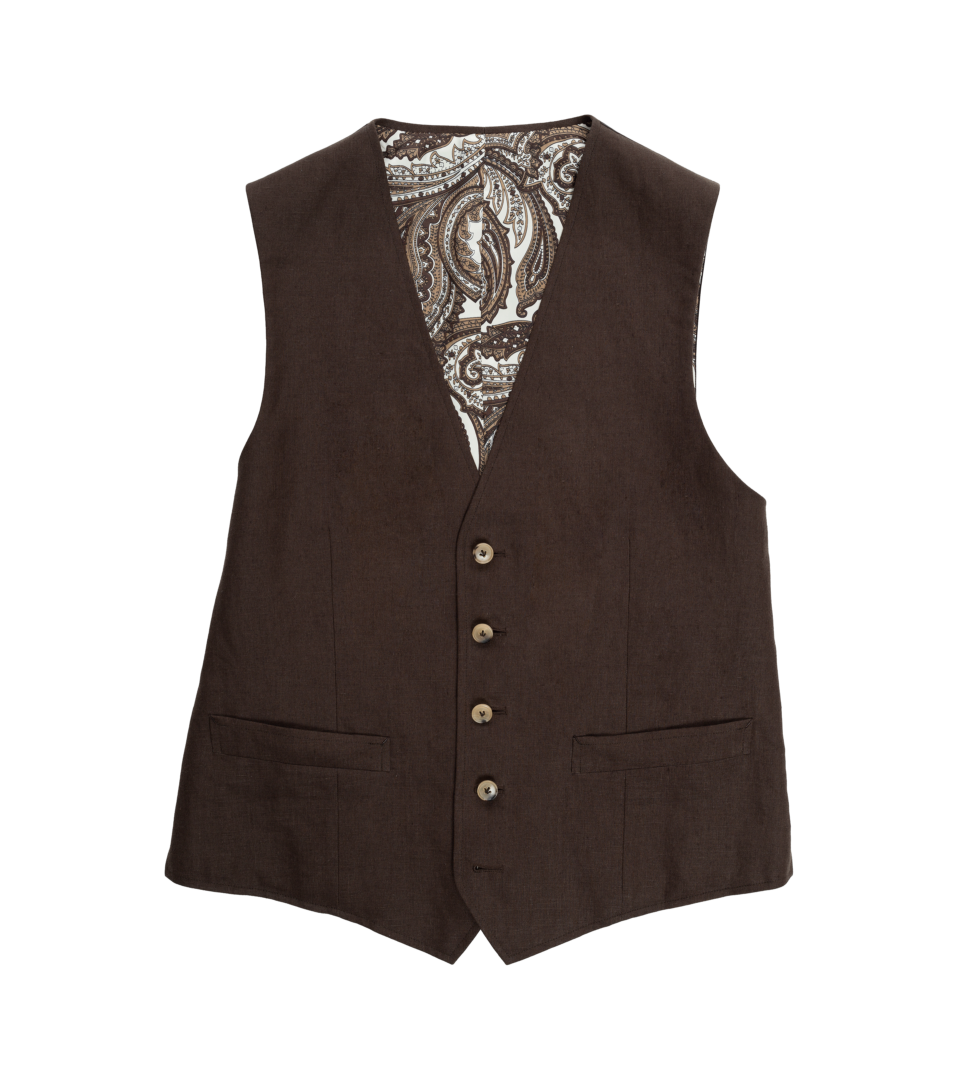 Chocolate Brown Linen Suit Vest - He Spoke Style Shop