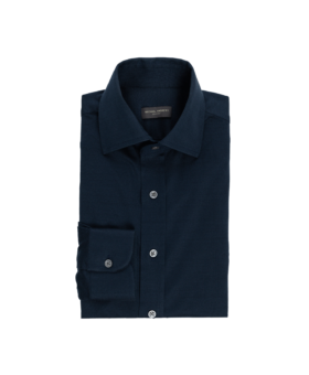 Dark Navy Blue Merino Wool Dress Shirt - He Spoke Style Shop