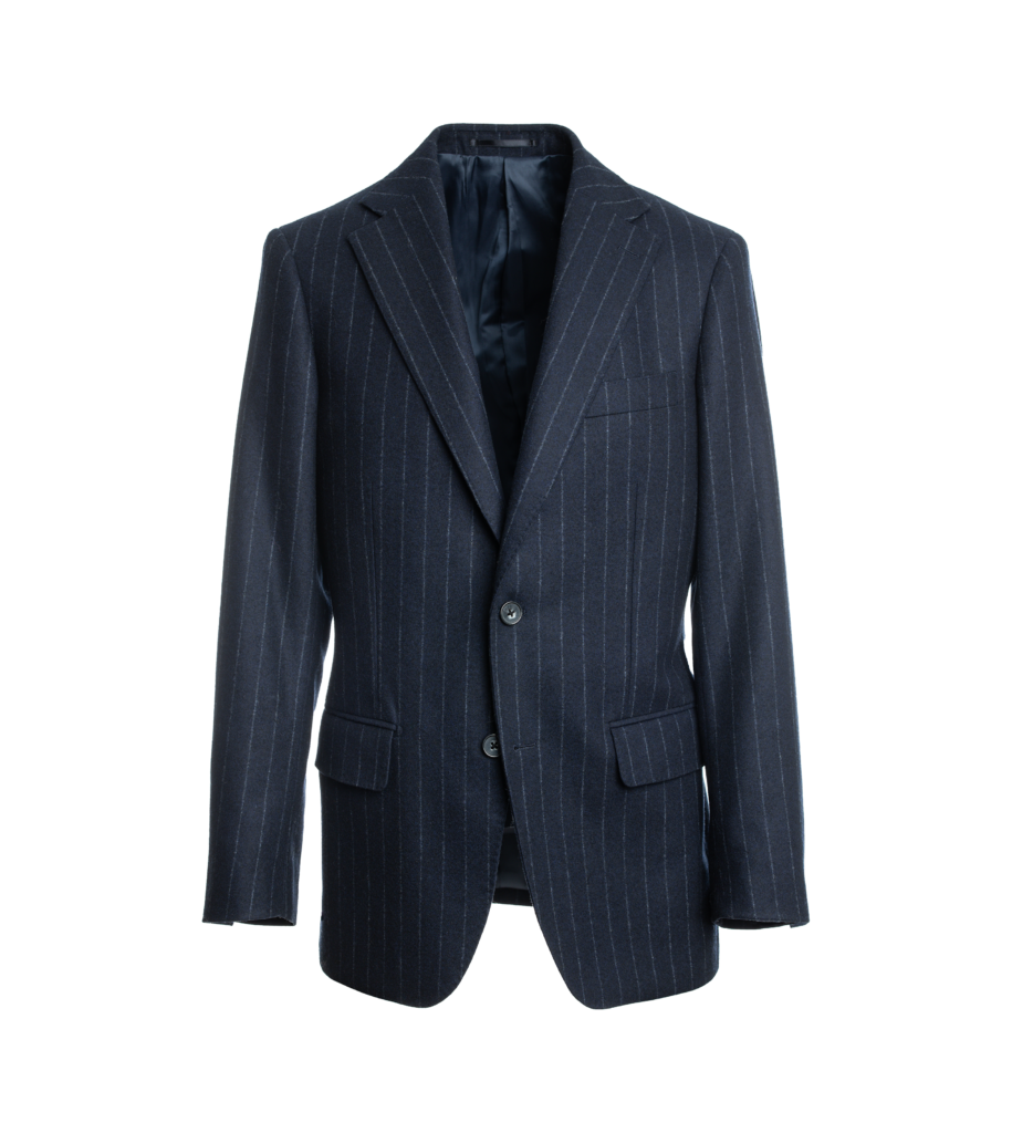 Navy Chalk Stripe Flannel Suit | He Spoke Style
