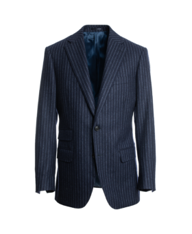 Navy Blue Narrow Chalk Stripe Suit Jacket - He Spoke Style Shop