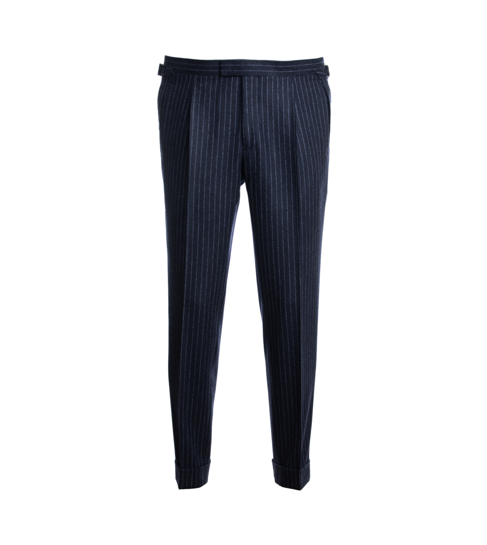 Navy Blue Narrow Chalk Stripe Suit Pants - He Spoke Style Shop