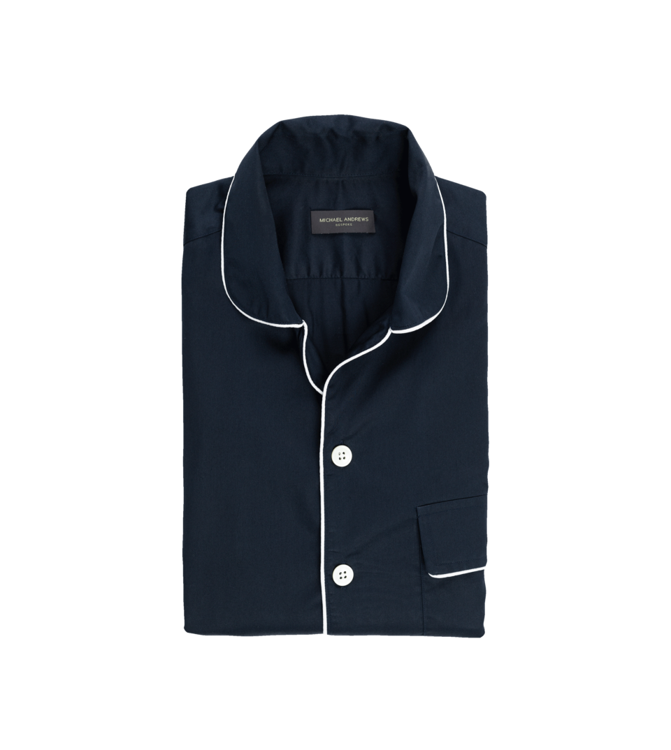 Navy Blue Short Sleeve Pajama Shirt - He Spoke Style Shop