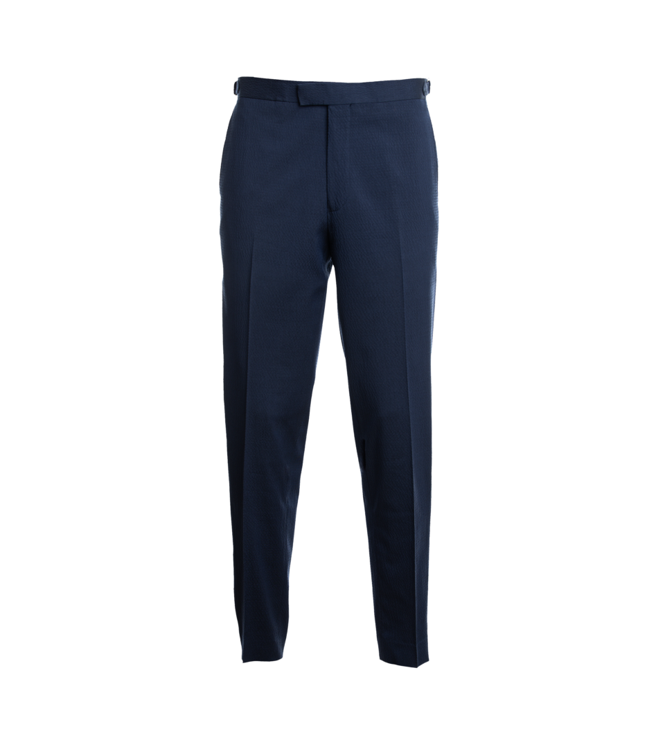 Navy Blue Solid Seersucker Suit Pants - He Spoke Style Shop