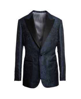 Navy Jacquard Peak Lapel Dinner Jacket - He Spoke Style Shop