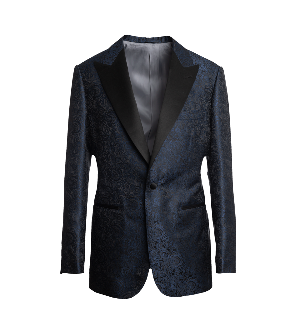Navy Jacquard Peak Lapel Dinner Jacket - He Spoke Style Shop