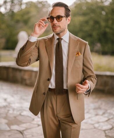 Solaro Suit with Knit Tie And Double Monk Straps | He Spoke Style