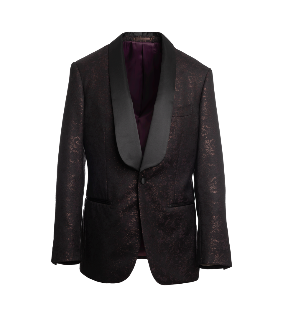 Brown Jacquard Metallic Dinner Jacket – Custom Fit by He Spoke Style