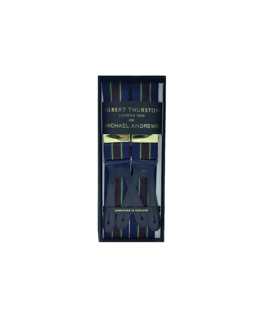 Albert Thurston Blue, Green, Wine & Yellow Stripe Suspenders | He Spoke  Style