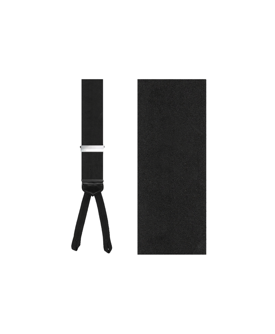 Albert Thurston Formal Black Silk Suspenders with Silver Hardware - He Spoke Style Shop