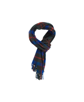 Black Cobalt Red Modern Tartan Cashmere Scarf - He Spoke Style Shop