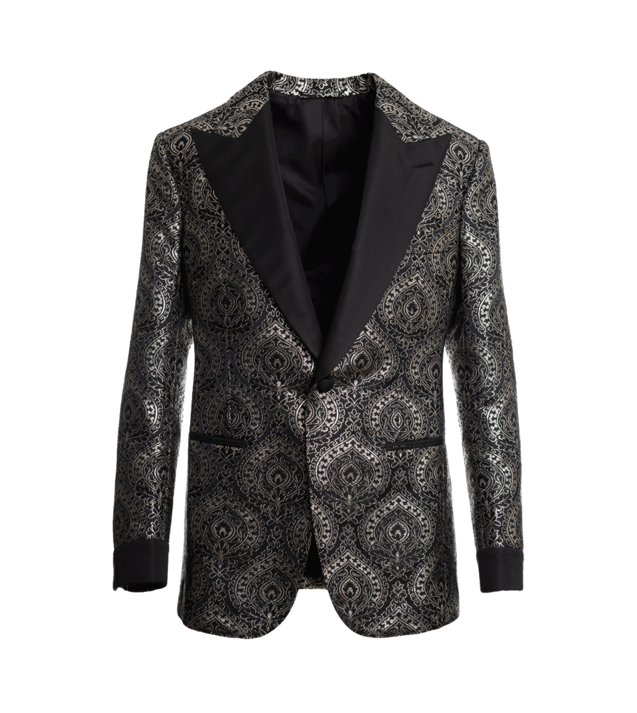 Black & Gold Jacquard Dinner Jacket | He Spoke Style