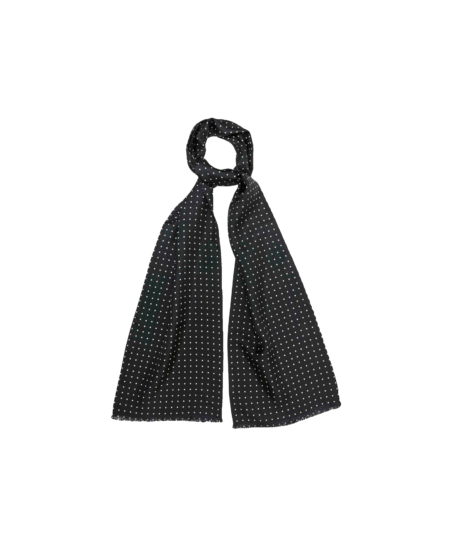 Black Silk Scarf With White Dots - He Spoke Style Shop