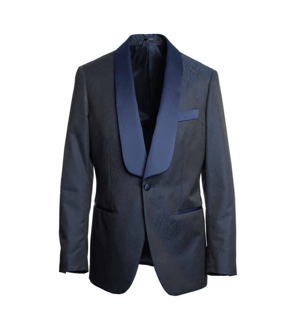 Blue/Black Jacquard Dinner Jacket | He Spoke Style