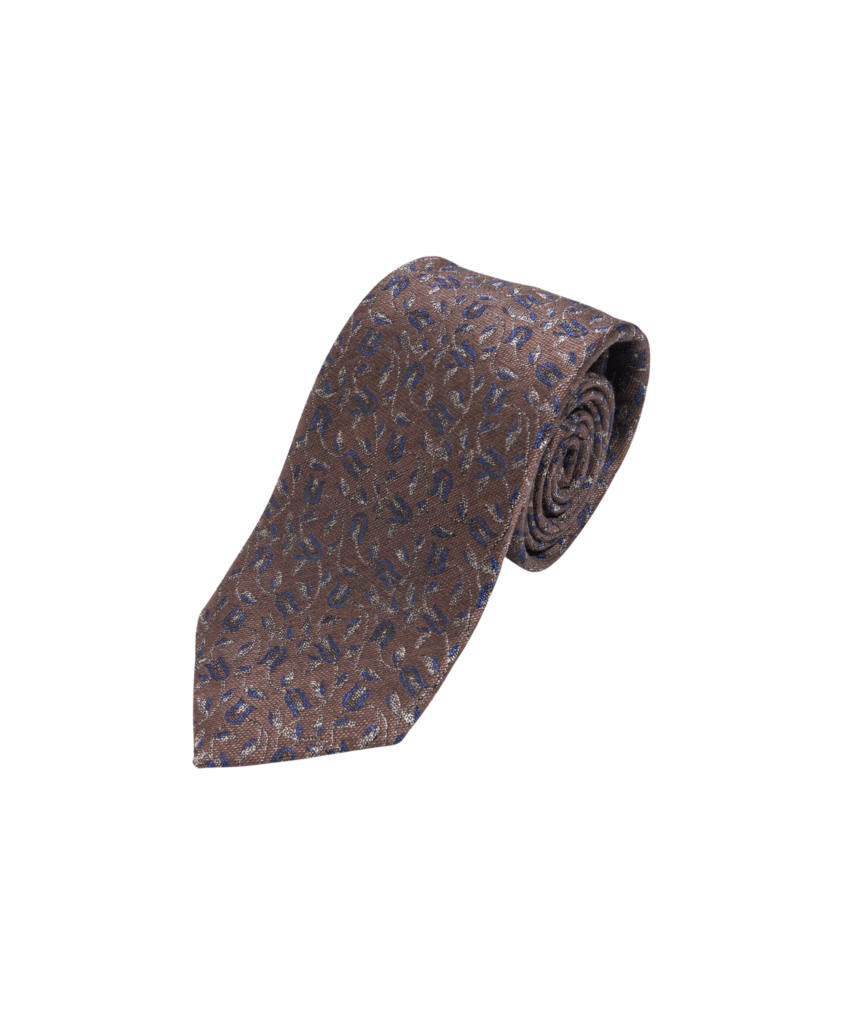 Brown with Blue Floral Silk/Wool Necktie | He Spoke Style