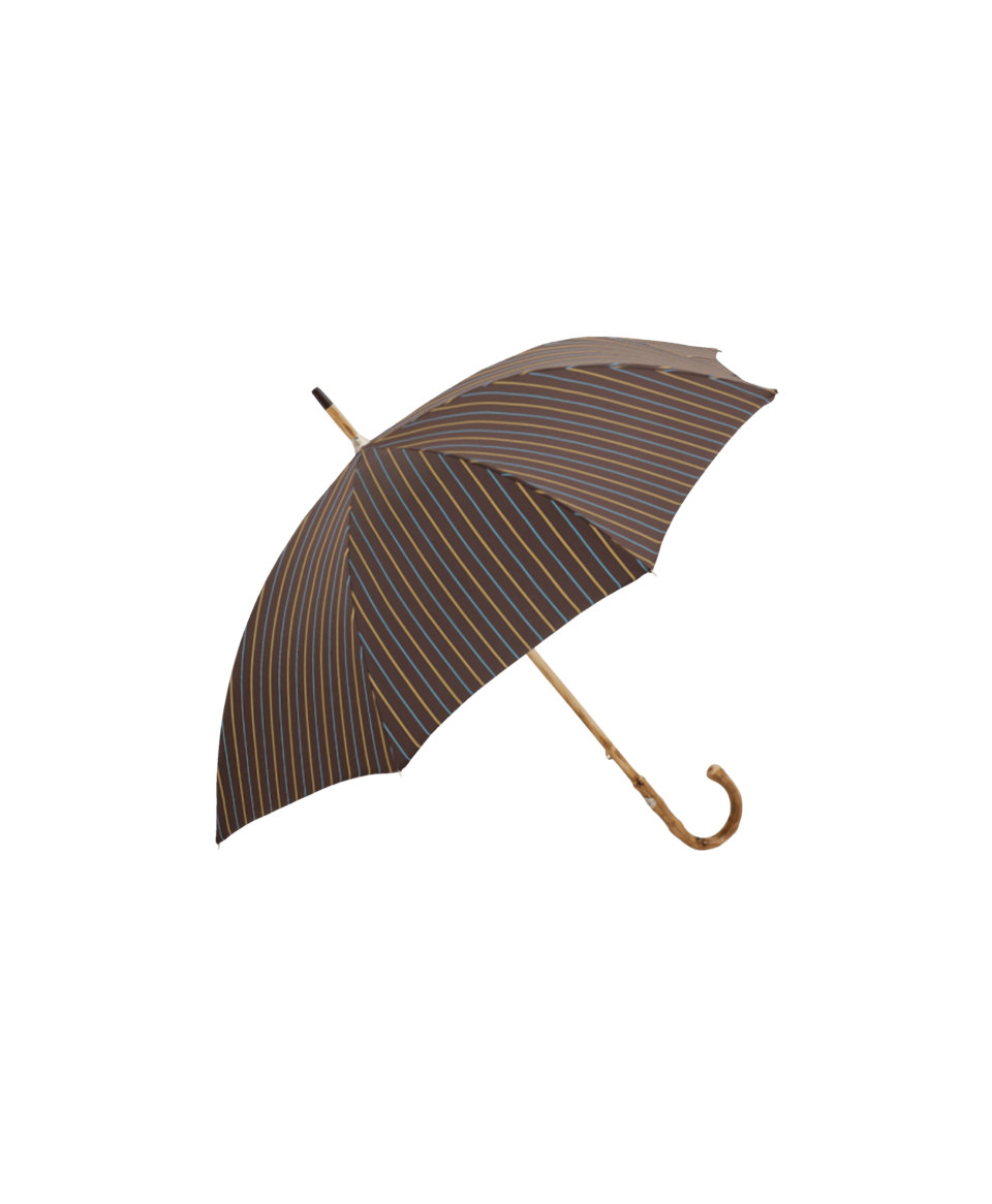 Passotti Ombrelli Brown With Yellow Stripe Umbrella With Congo Wooden Handle - He Spoke Style Shop