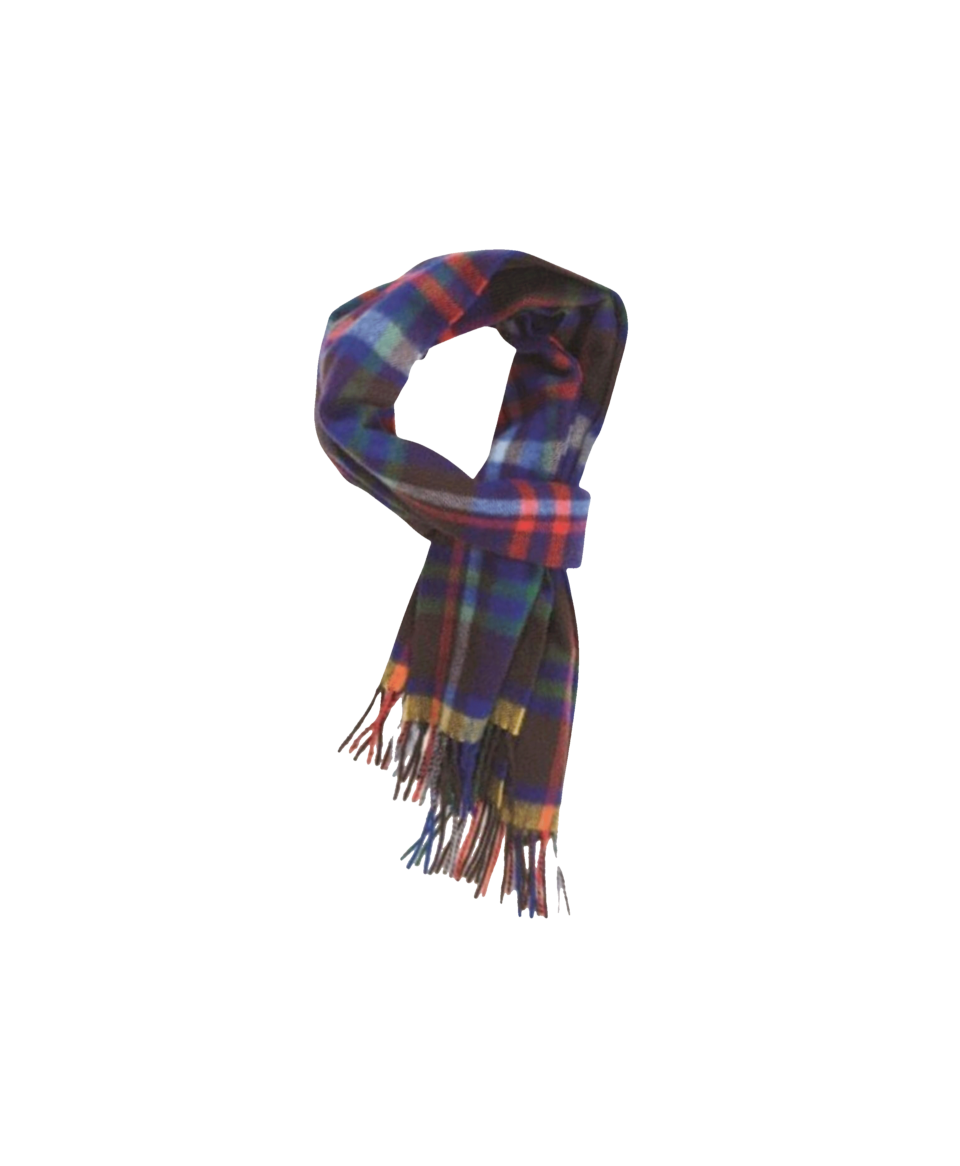 Cobalt Red Mid Green Modern Tartan Cashmere Scarf - He Spoke Style Shop