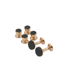 Codis Maya Bloodstone Tuxedo Stud and Cufflink Set (Rose Gold)