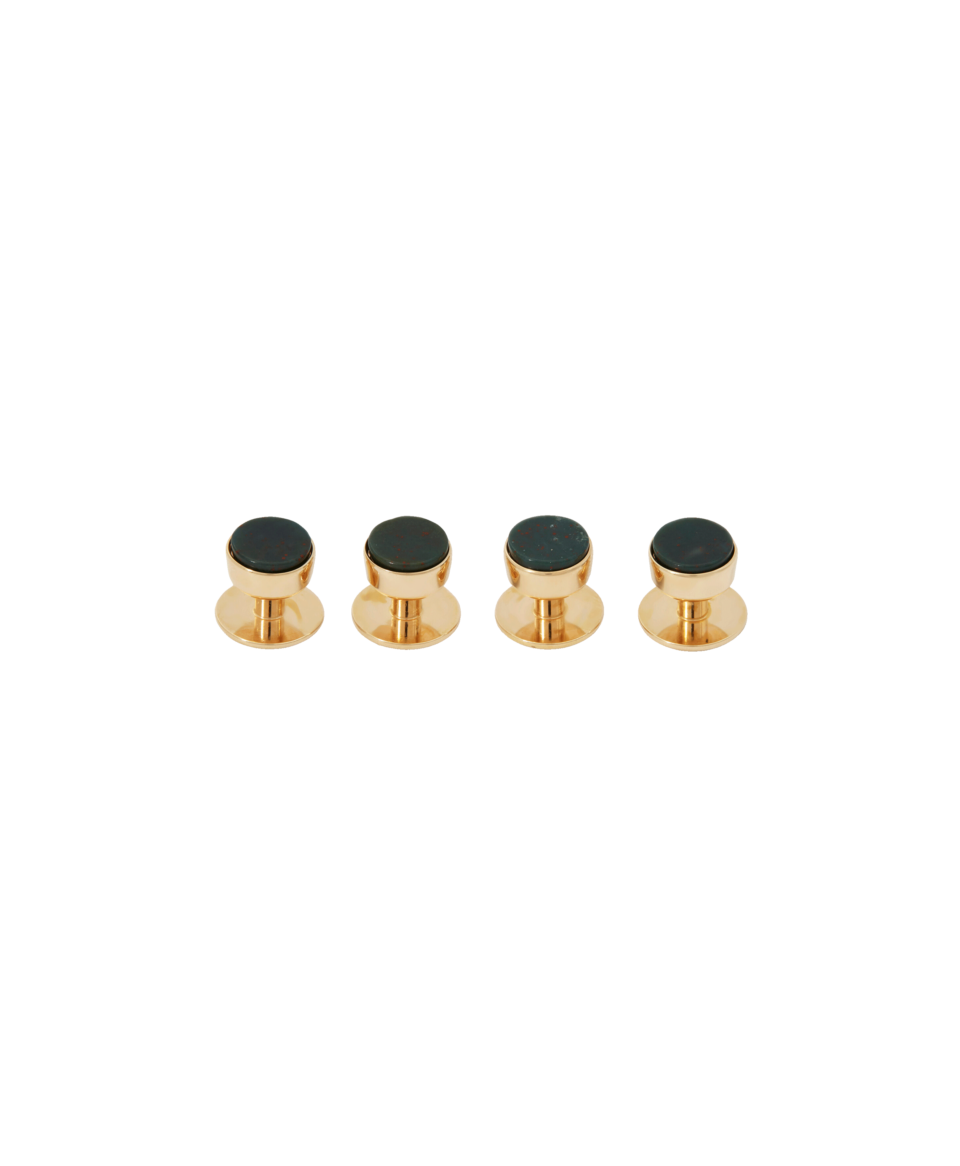 Codis Maya Bloodstone Tuxedo Studs (Yellow Gold) - He Spoke Style Shop