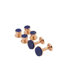 Codis Maya Lapis Lazuli Tuxedo Stud and Cufflink Set (Rose Gold) - He Spoke Style Shop