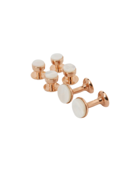 Codis Maya Mother Of Pearl Tuxedo Stud and Cufflink Set (Rose Gold) - He Spoke Style Shop