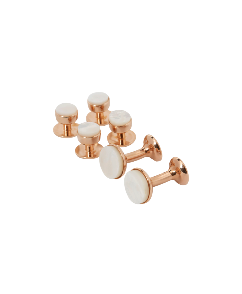 Rose Gold Plate and Mother of Pearl Cufflinks with 2024 Box