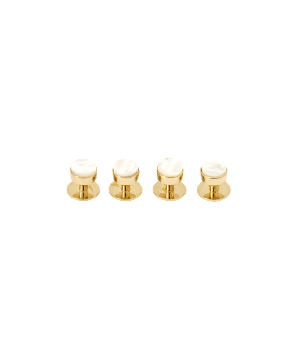 Codis Maya Mother Of Pearl Tuxedo Studs (Yellow Gold) - He Spoke Style Shop