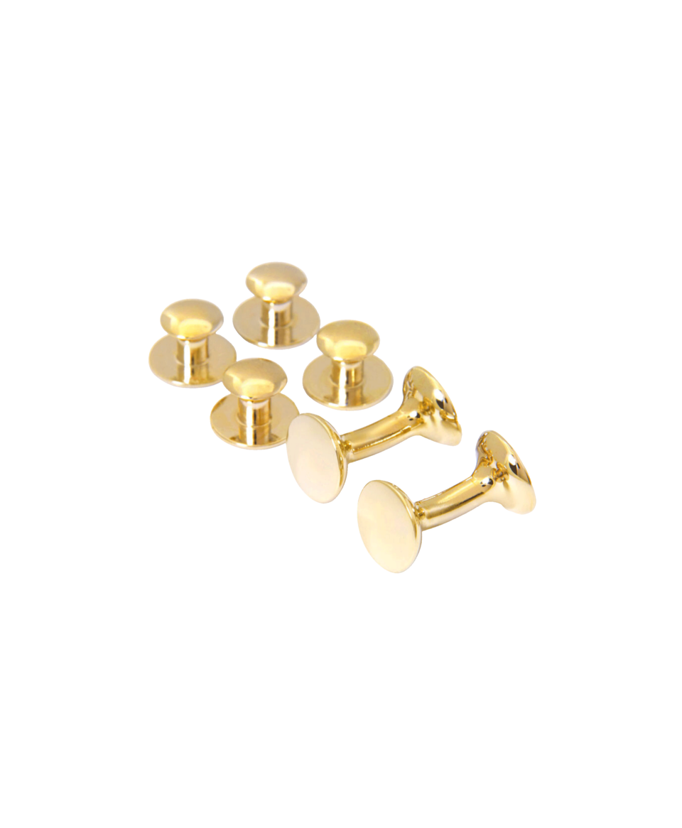 Codis Maya Round Yellow Gold Tuxedo Stud and Cufflink Set - He Spoke Style Shop
