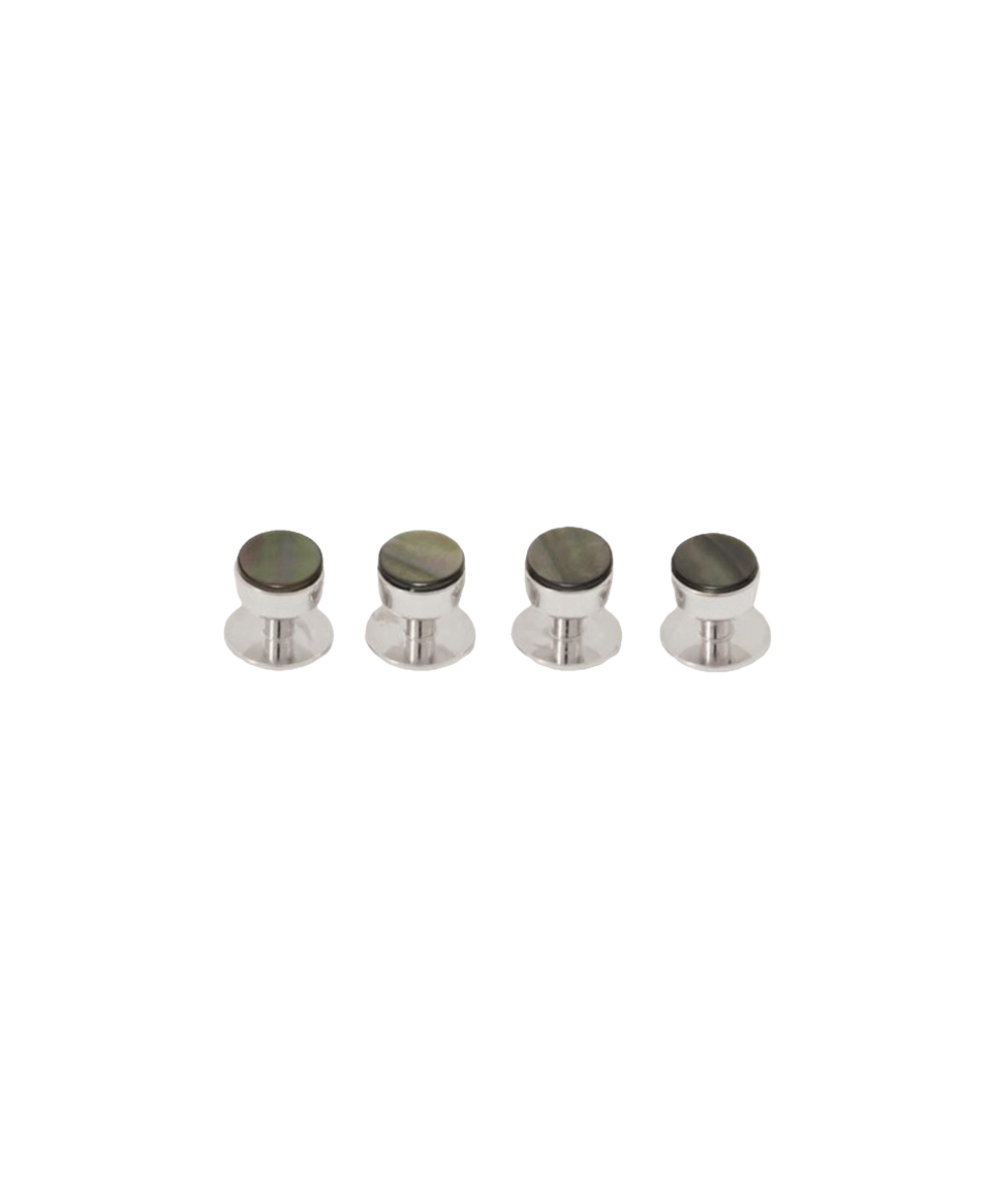 Codis Maya Smokey Mother Of Pearl Tuxedo Studs (White Rhodium) - He Spoke Style Shop